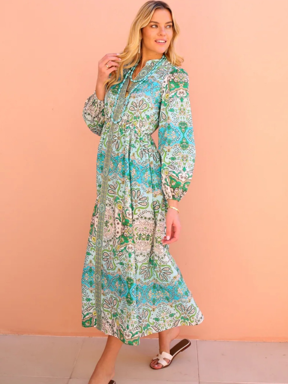 Everyone Loves The Weekend East Hampton Dress 100% Cotton Paisley XS New - Picture 4 of 10